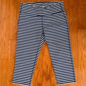 Women’s Athleta Striped Leggings - Navy and White Size Large